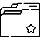 A black and white line drawing of a file folder with a star symbol on the lower right corner, suggesting it is a special or important folder.